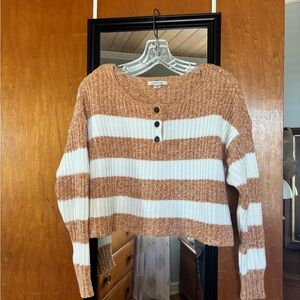 American Eagle Outfitters Rust and White Striped Sweater